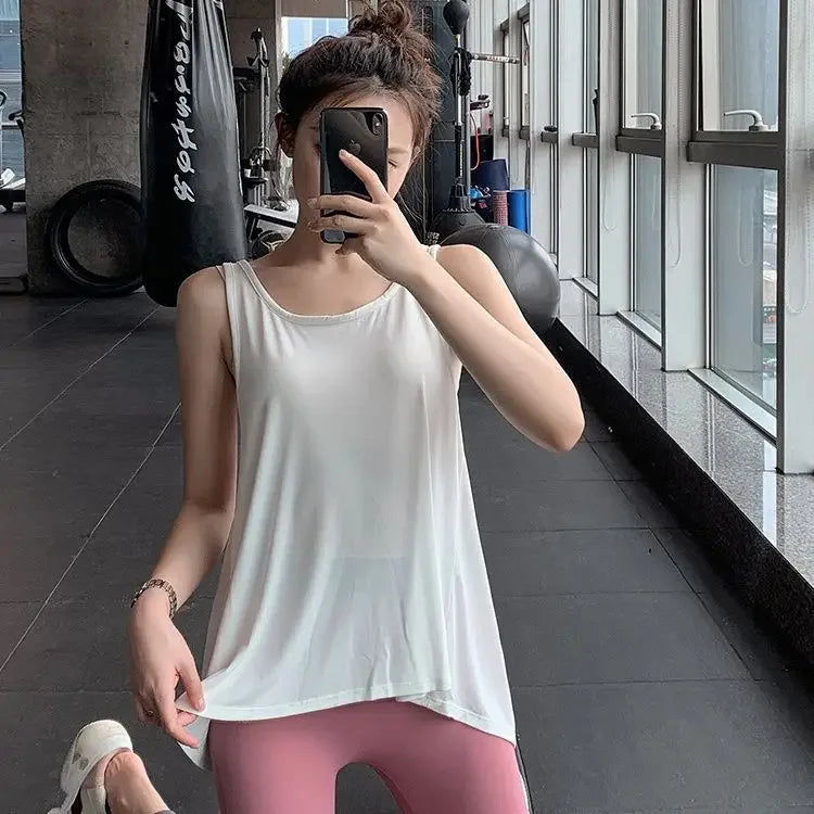 Yoga Clothes Vest Women's Beautiful Back Loose Fitness Top European and American Style
