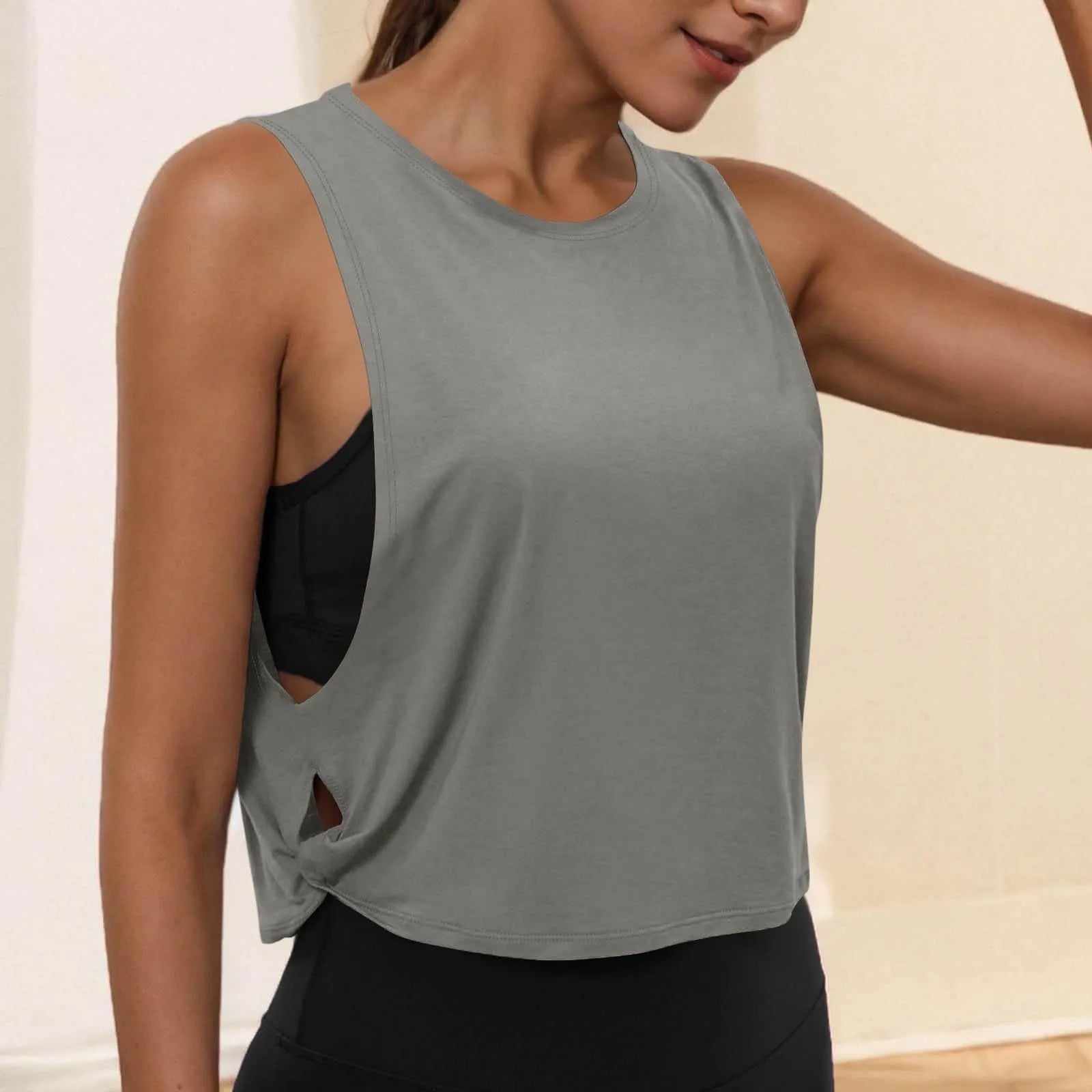 Women'S Fashion Round Neck Yoga Wear Sleeveless Athletic Vest Casual Top Ropa De Mujer Woman Clothes Top Mujer Summer Tops