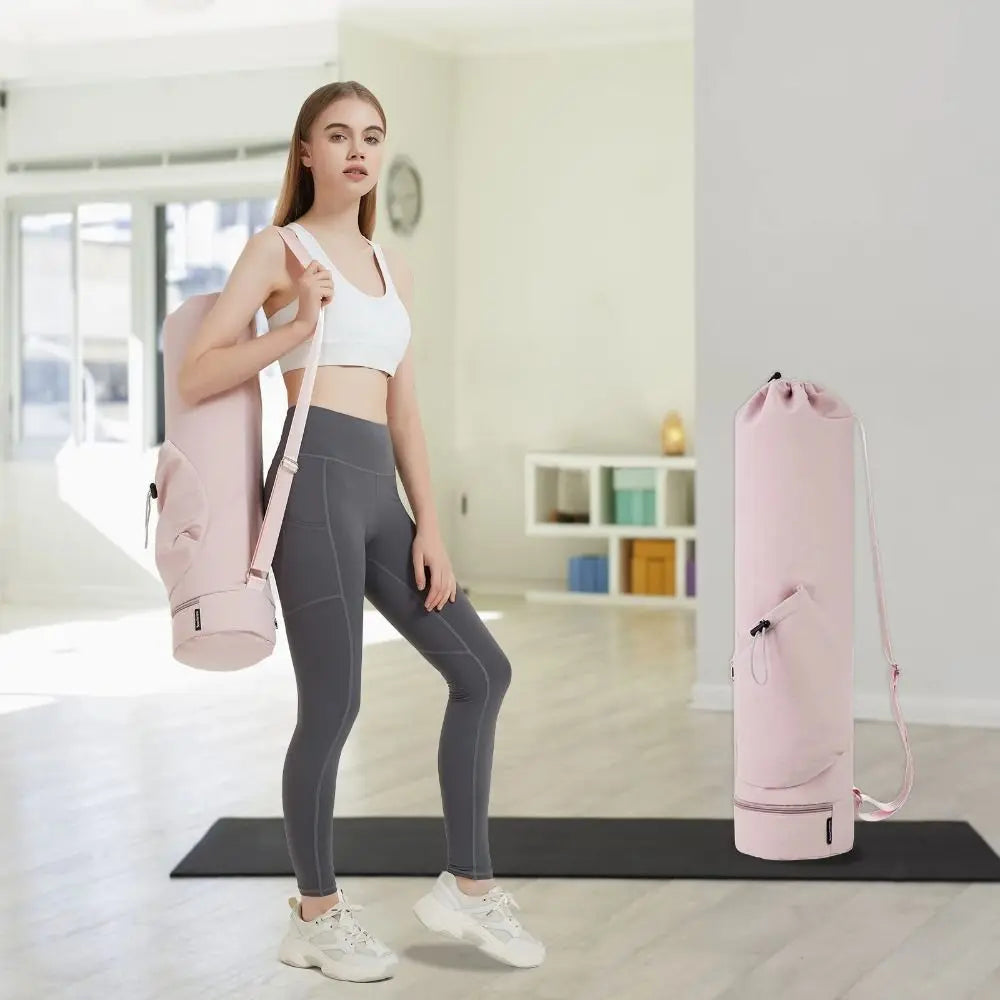 Yoga Backpack Large Capacity Yoga Mat Bag Waterproof Adjustable Shoulder Straps Breathable Sports Bag Portable Black Gym