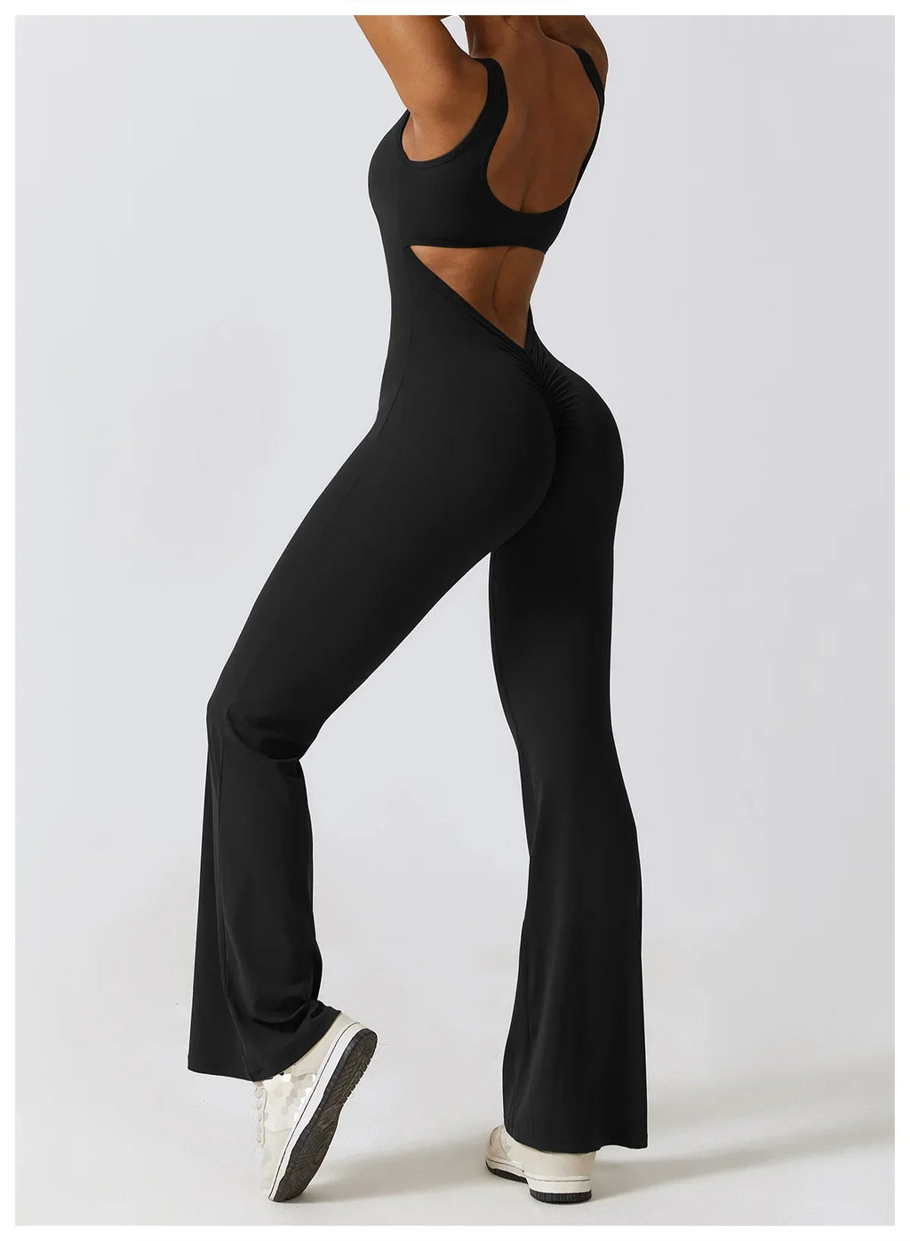 Women Gym Set Training Yoga Suit Sportswear Sports Jumpsuit Fitness Rompers Stretch Female High Waist  Seamless Flare Pants