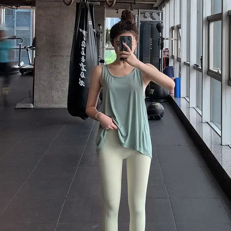 Yoga Clothes Vest Women's Beautiful Back Loose Fitness Top European and American Style