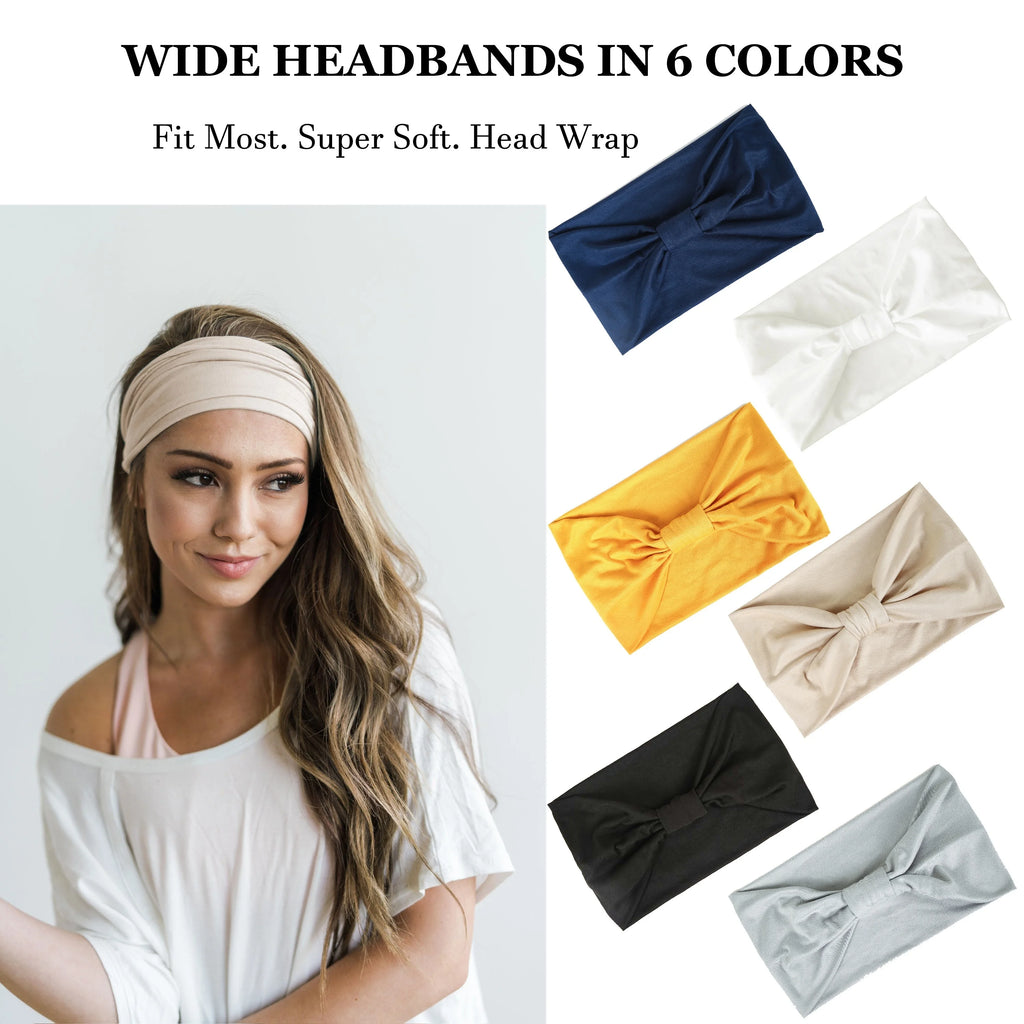 Wide Headbands For Women Non Slip Soft Elastic Hair Bands Yoga Running Sports Workout Gym Head Wraps Turbans Bandana