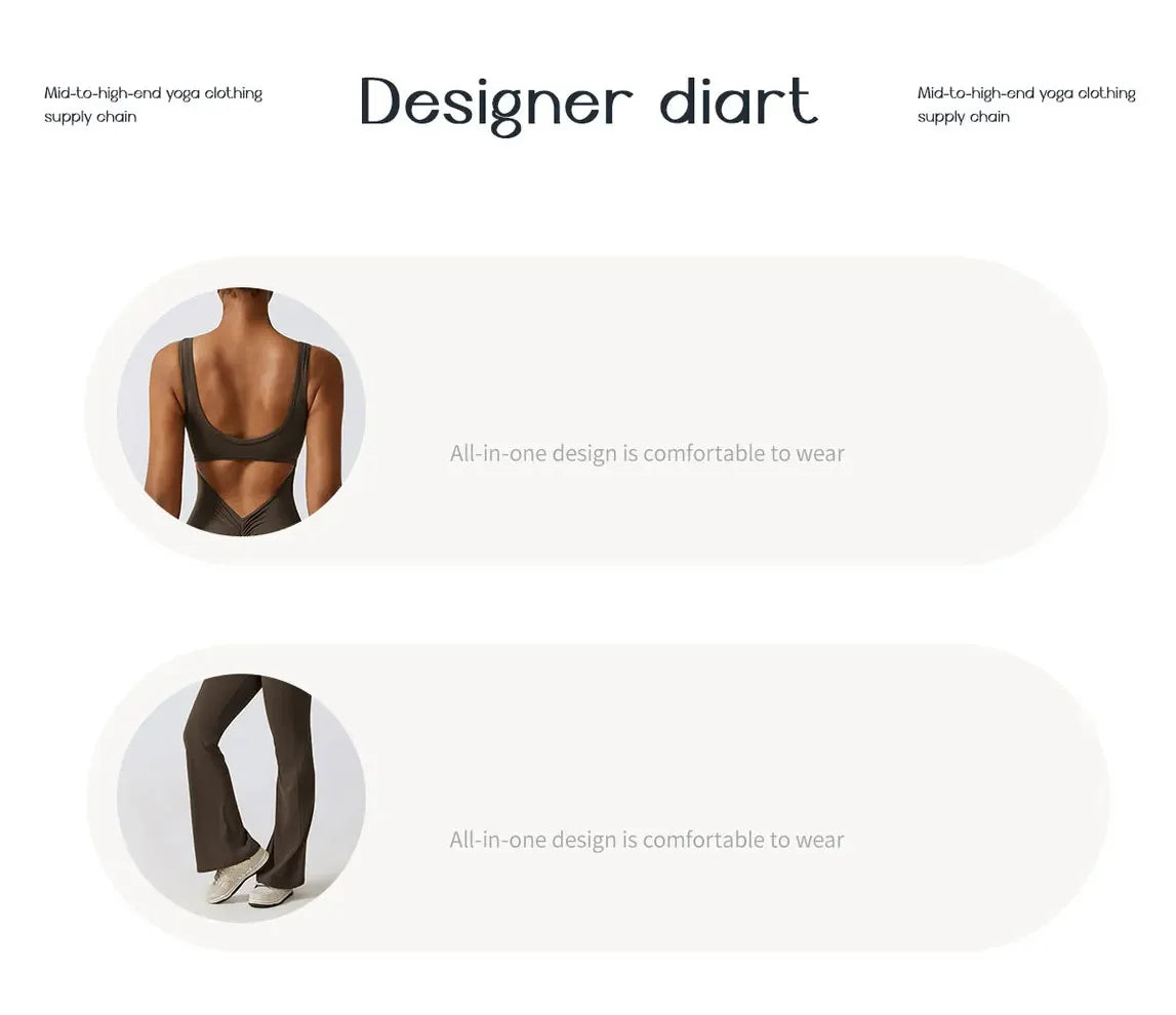 Women Gym Set Training Yoga Suit Sportswear Sports Jumpsuit Fitness Rompers Stretch Female High Waist  Seamless Flare Pants