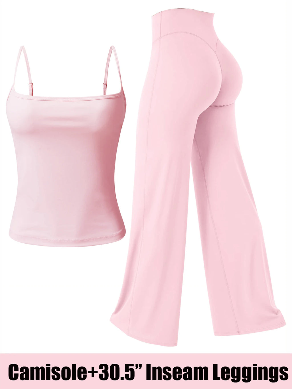 Sports Workout Sets for Women 2 Pieces, Tank Top+Workout Leggings Womens No Front Seam Straight Leggings 30'' High Waist Legging