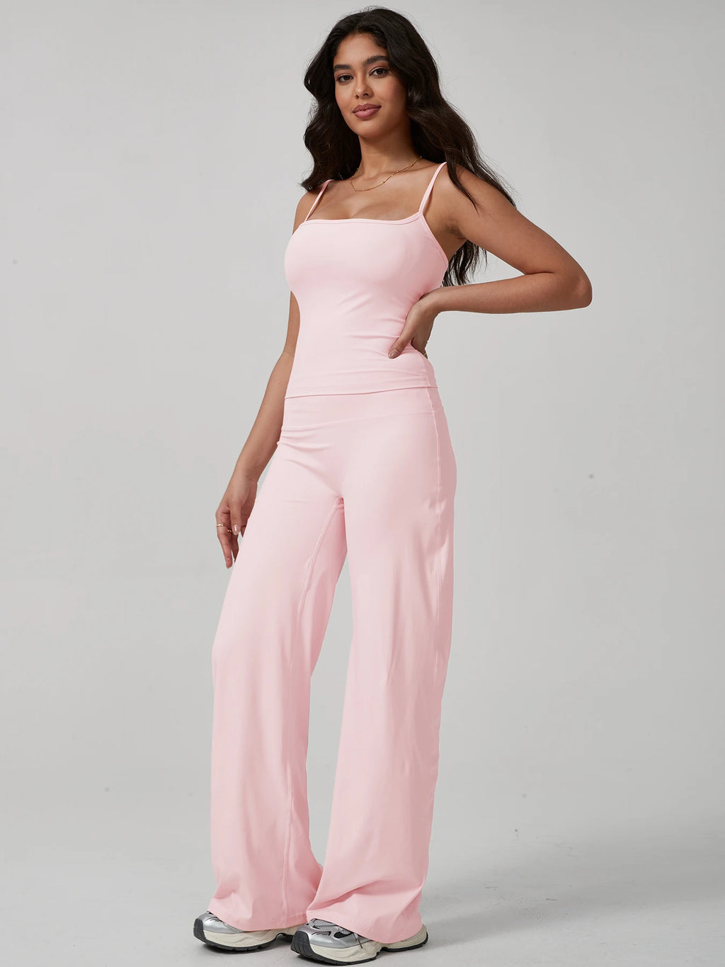 Sports Workout Sets for Women 2 Pieces, Tank Top+Workout Leggings Womens No Front Seam Straight Leggings 30'' High Waist Legging