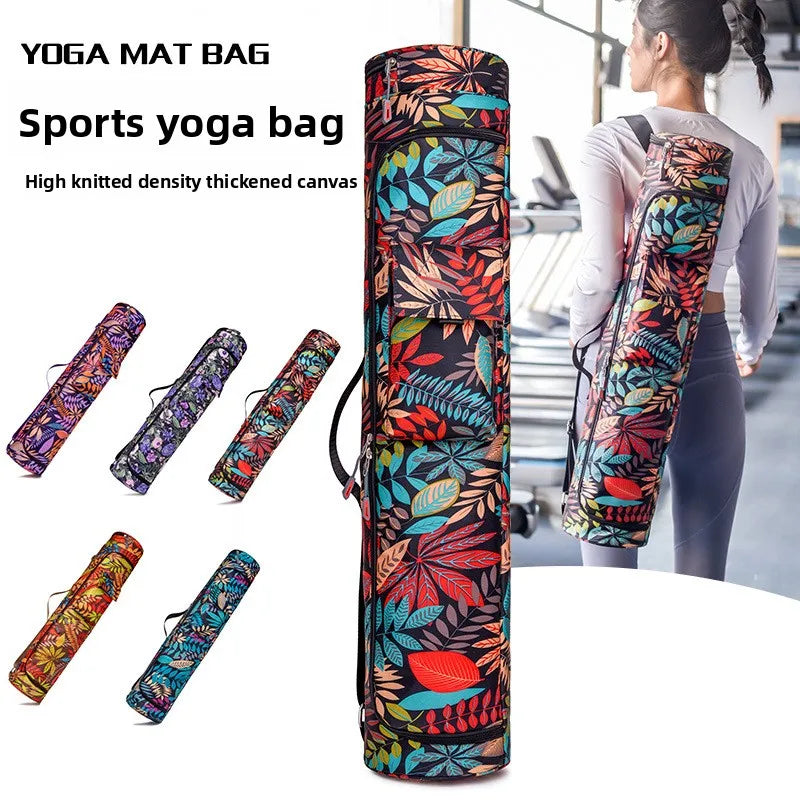 Yoga Mat Storage Bag Women's Large Capacity Sports Fitness Yoga Canvas Big Flower Fabric Luggage Travel Bag Carry on Luggage