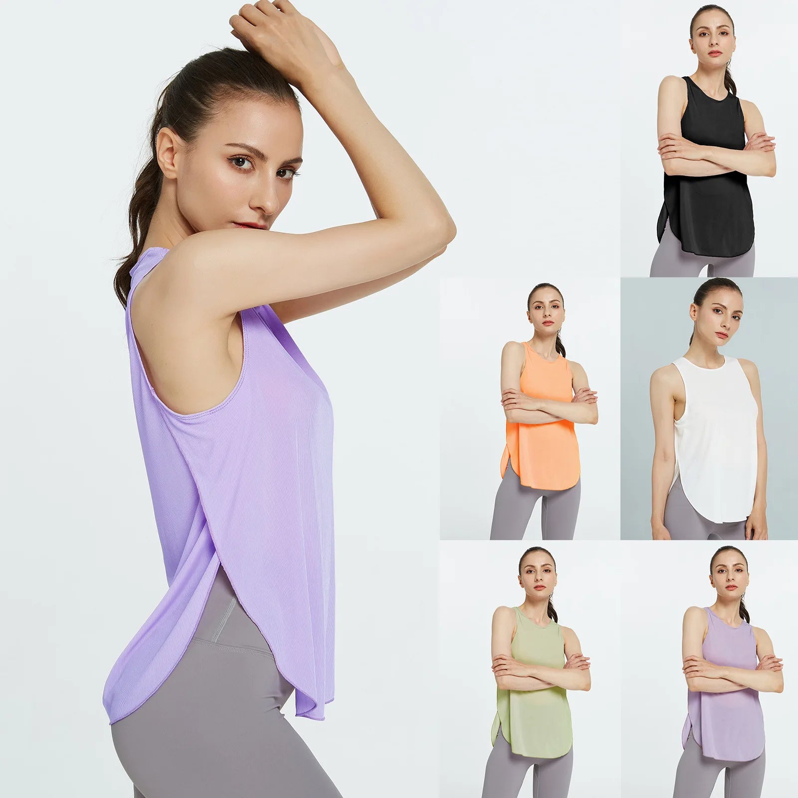 Women's Yoga Shirts Sleeveless Athletic Fitness Racerback Sports Vest Comfortable U-neck VestTraining Sport Tank Tops New