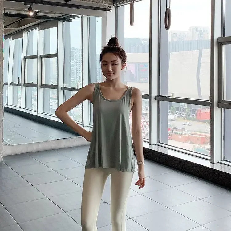 Yoga Clothes Vest Women's Beautiful Back Loose Fitness Top European and American Style