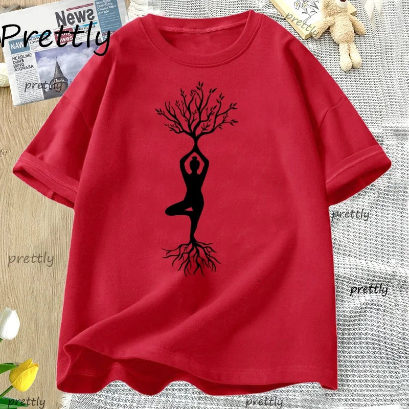 Yoga T Shirt Women Female Namaste T-Shirt Yogi Yoga Lover Tshirt Casual Cotton Short Sleeve Round Neck Tee Shirt Woman Clothing