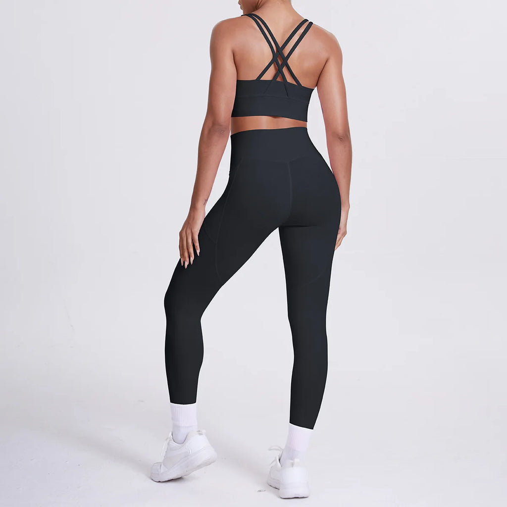 Yoga Pants Bare-Feeling Wide Waistband Non-Slip Design Double Pockets Running And Daily Wear Suitable Women's Fitness Trousers