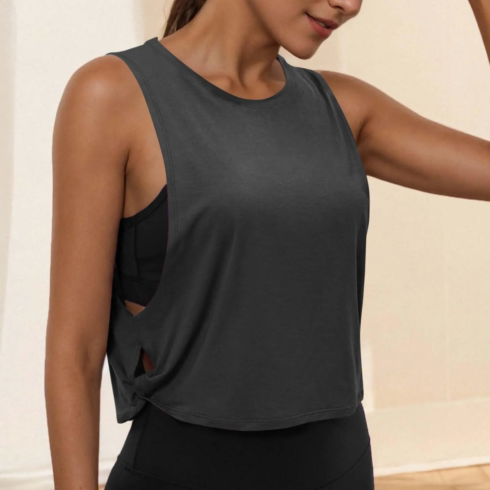 Women'S Fashion Round Neck Yoga Wear Sleeveless Athletic Vest Casual Top Ropa De Mujer Woman Clothes Top Mujer Summer Tops