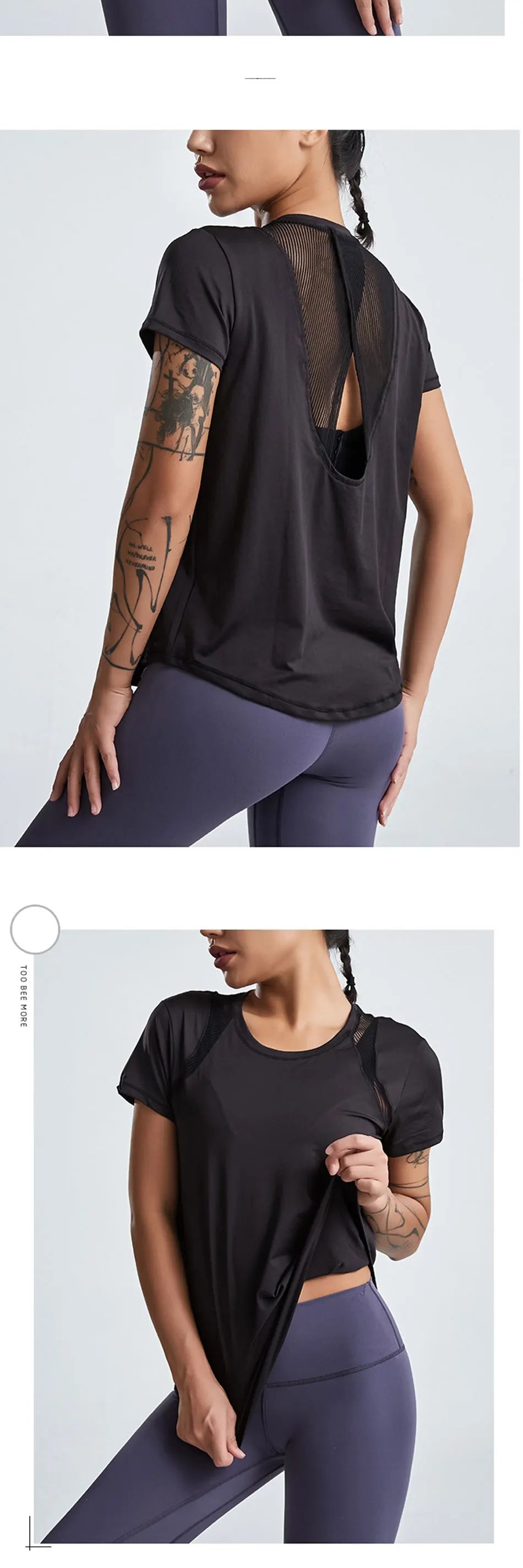 Loose Yoga Clothes Tops Short-Sleeved Running Quick-Drying Clothes T-Shirts Short Sports Hollow Fitness Clothes Women's Blouses
