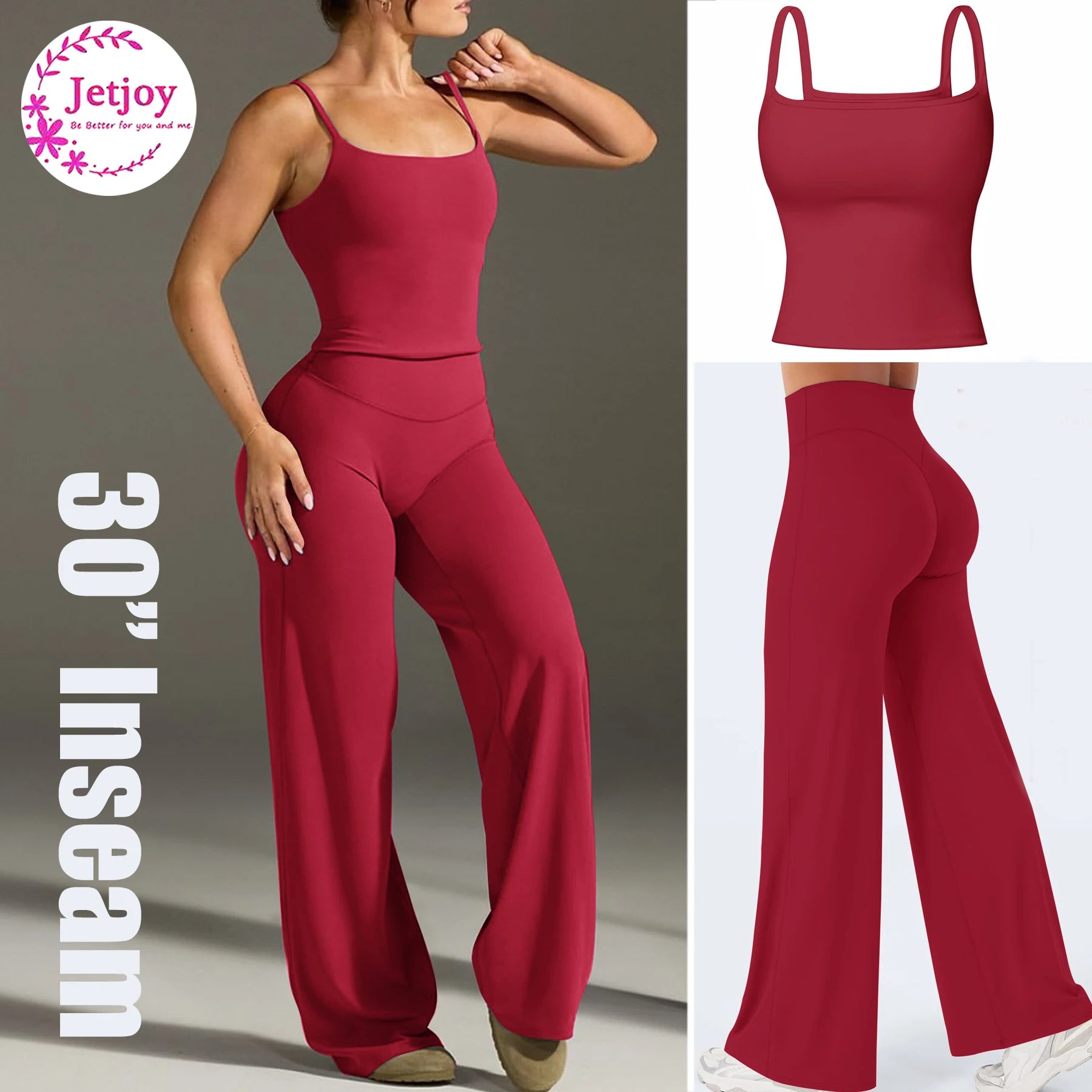 Sports Workout Sets for Women 2 Pieces, Tank Top+Workout Leggings Womens No Front Seam Straight Leggings 30'' High Waist Legging