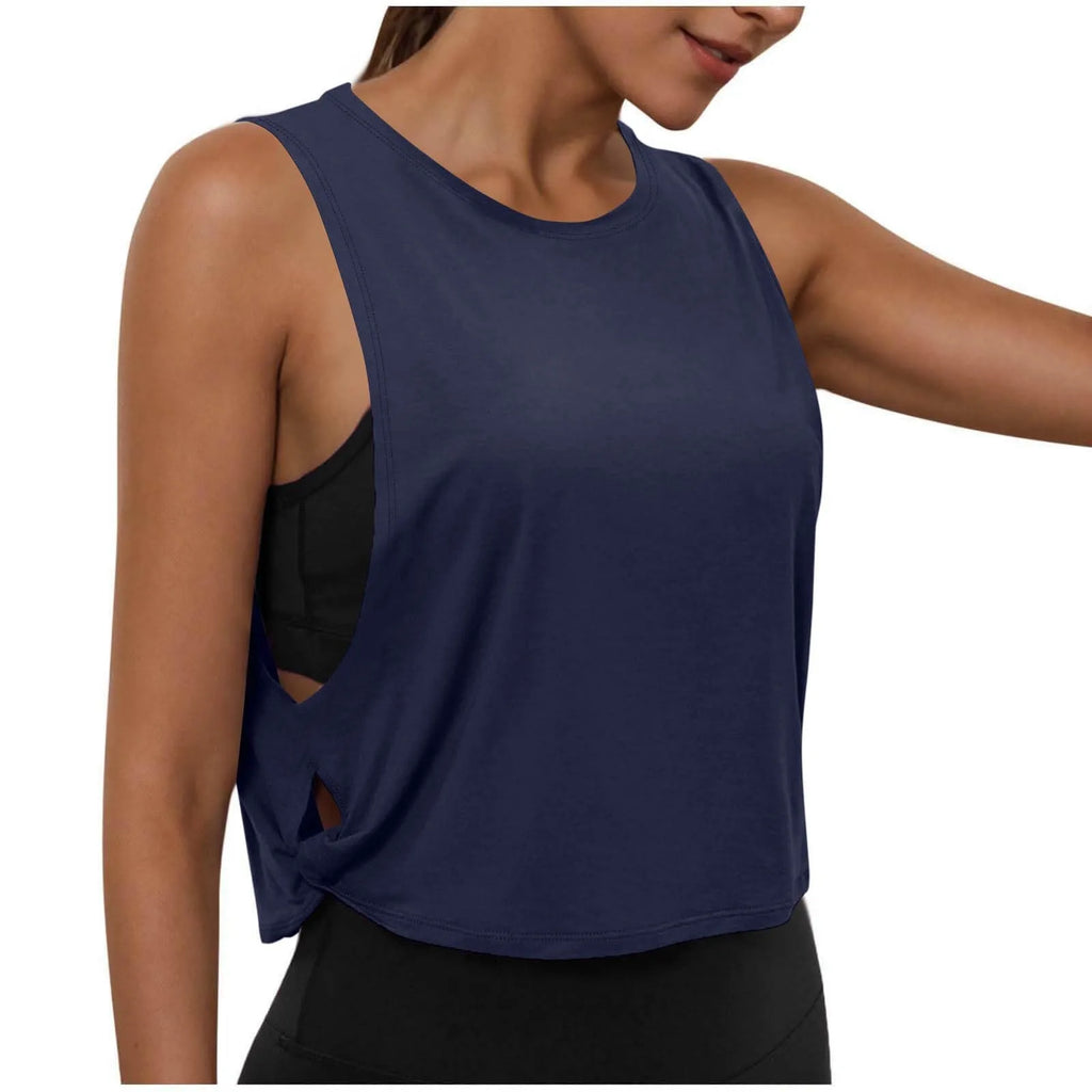 Women'S Fashion Round Neck Yoga Wear Sleeveless Athletic Vest Casual Top Ropa De Mujer Woman Clothes Top Mujer Summer Tops