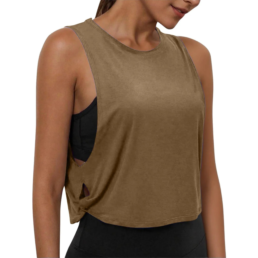 Women'S Fashion Round Neck Yoga Wear Sleeveless Athletic Vest Casual Top Ropa De Mujer Woman Clothes Top Mujer Summer Tops