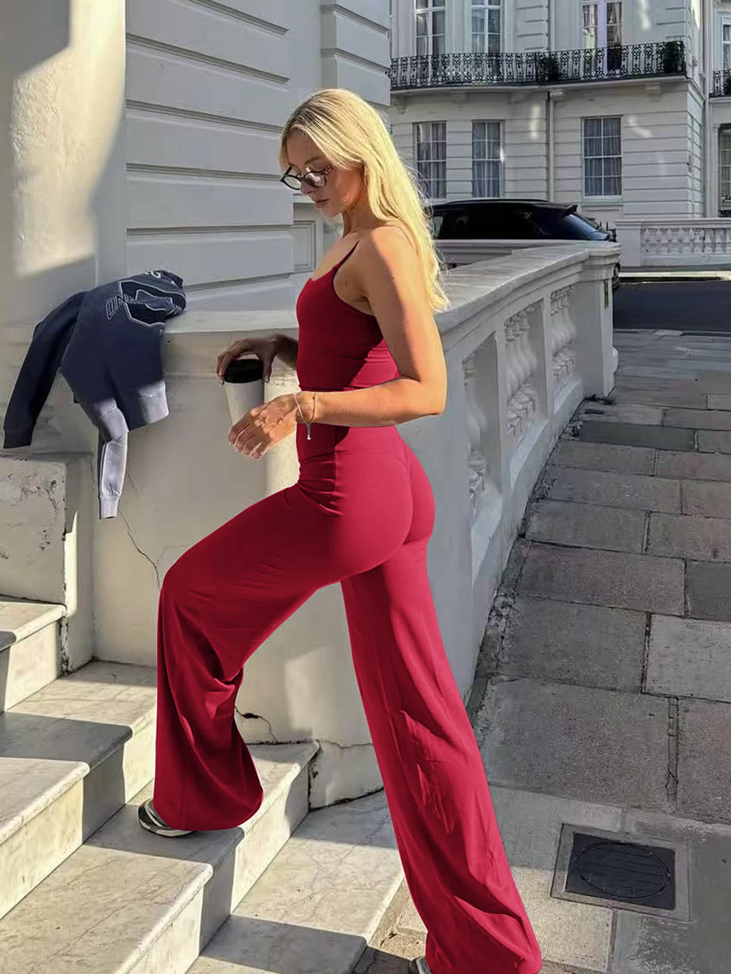 Sports Workout Sets for Women 2 Pieces, Tank Top+Workout Leggings Womens No Front Seam Straight Leggings 30'' High Waist Legging