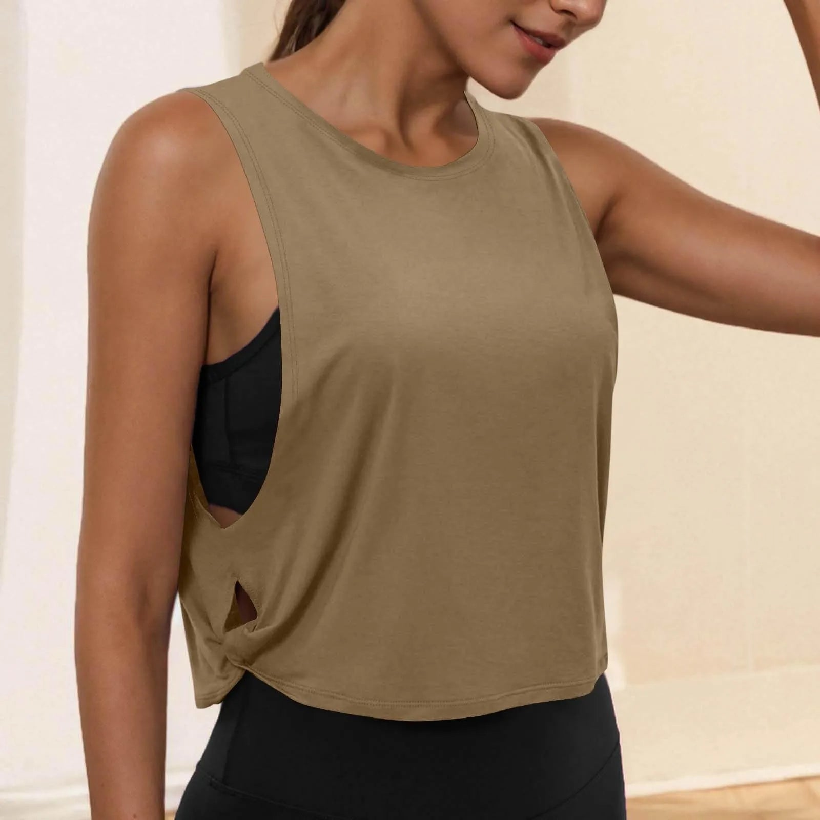 Women'S Fashion Round Neck Yoga Wear Sleeveless Athletic Vest Casual Top Ropa De Mujer Woman Clothes Top Mujer Summer Tops