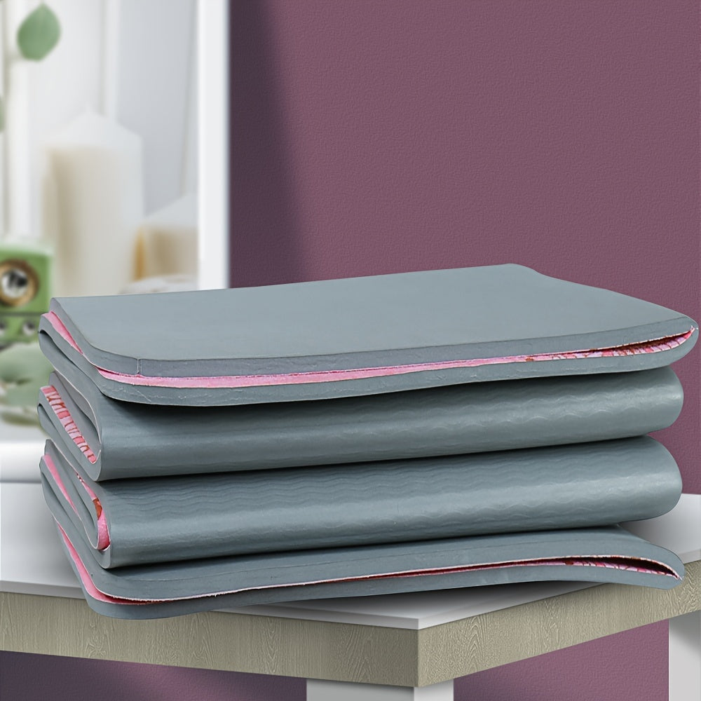 1-Pack Foldable TPE Yoga Mat with Geometric Floral Print - Non-Slip Sweat Absorbent Exercise Mat for Home Gym, Dance & Outdoor Fitness - Pink, Portable & Durable Design, Yoga Mat Extra Thick, Fitness Accessory, Vibrant Workou