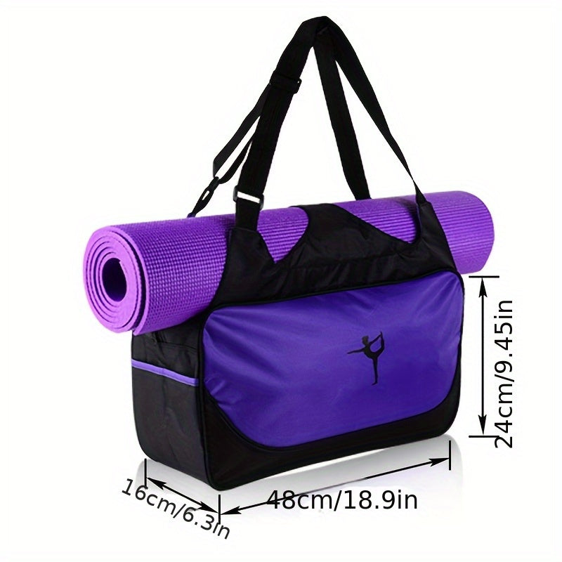 Large Capacity Yoga Mat Bag - Water-Resistant Nylon, Spacious Shoulder Strap, Multiple Compartments for Fitness & Travel, Pink/Green/Blue, Yoga Accessories | Casual Yoga Bag | Adjustable Strap Bag