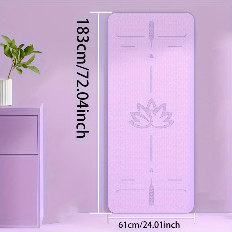 1pc TPE Yoga Mat, Anti-Slip Wide Thick Double-Layer Fitness Mat, Unisex Lotus Position Guide Line, Exercise Equipment, Available in Multiple Colors, 6.0ft*24.02inch*0.6mm or 183*80*12mm