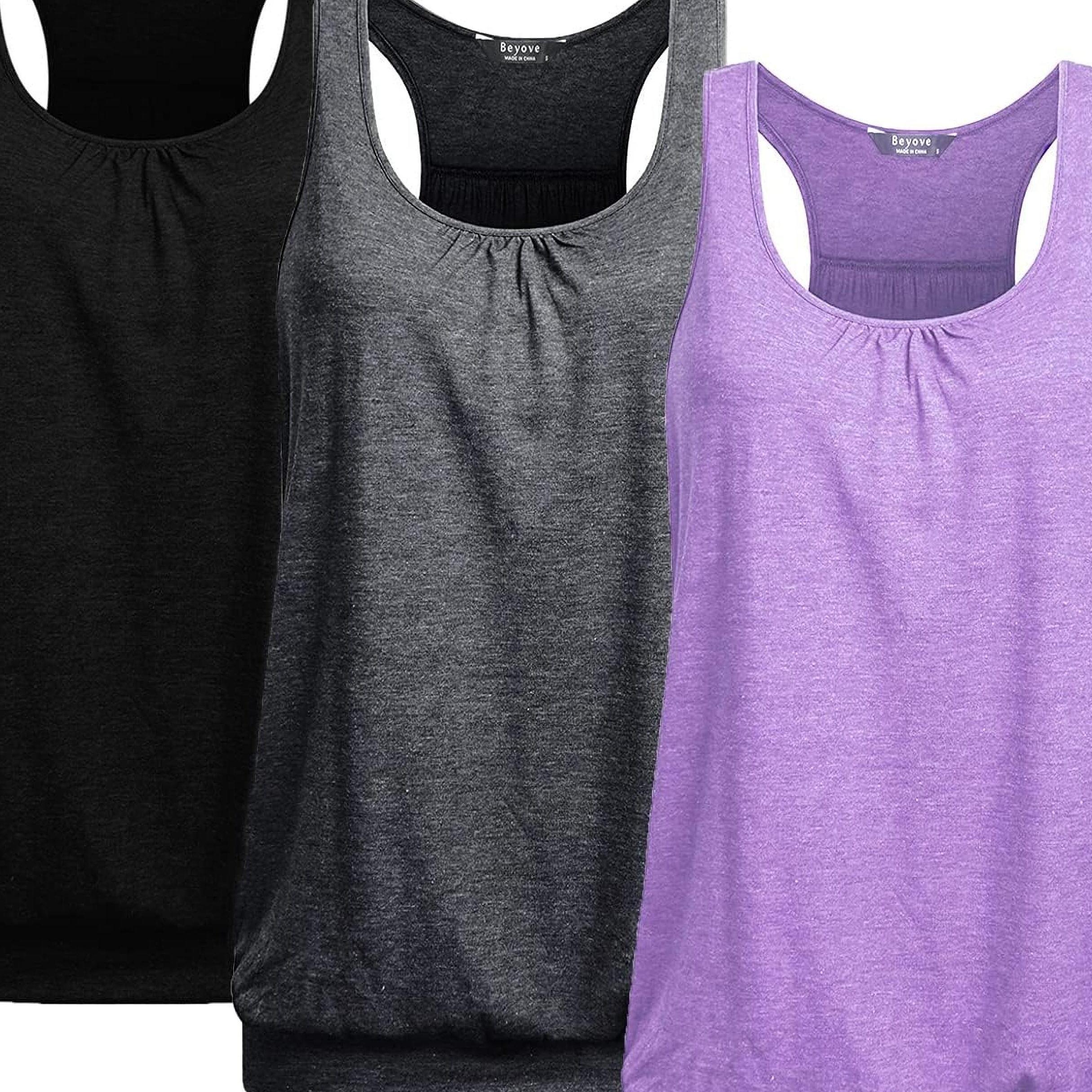 ELESOL Racerback Tank Tops for Women Yoga Athletic Workout Tops Sleeveless Loose Fit Muscle Shirts Activewear 3 Pack