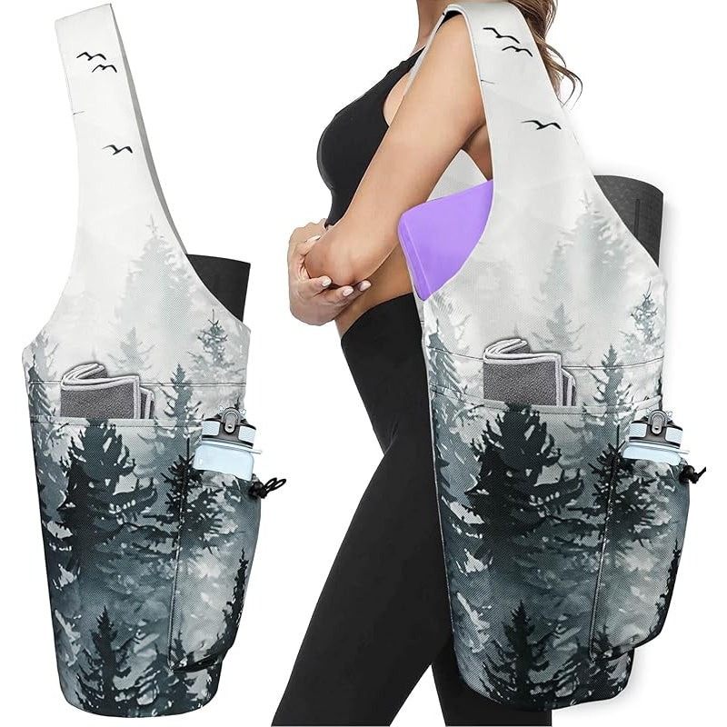 Yoga Mat Bag- Large Opening Long Tote Yoga Mat Carrier Holder Bag with High Quality Wet Zipper Pocket and Drawstring Water Bottle Pocket- Yoga Bag Fit Most Size Mats