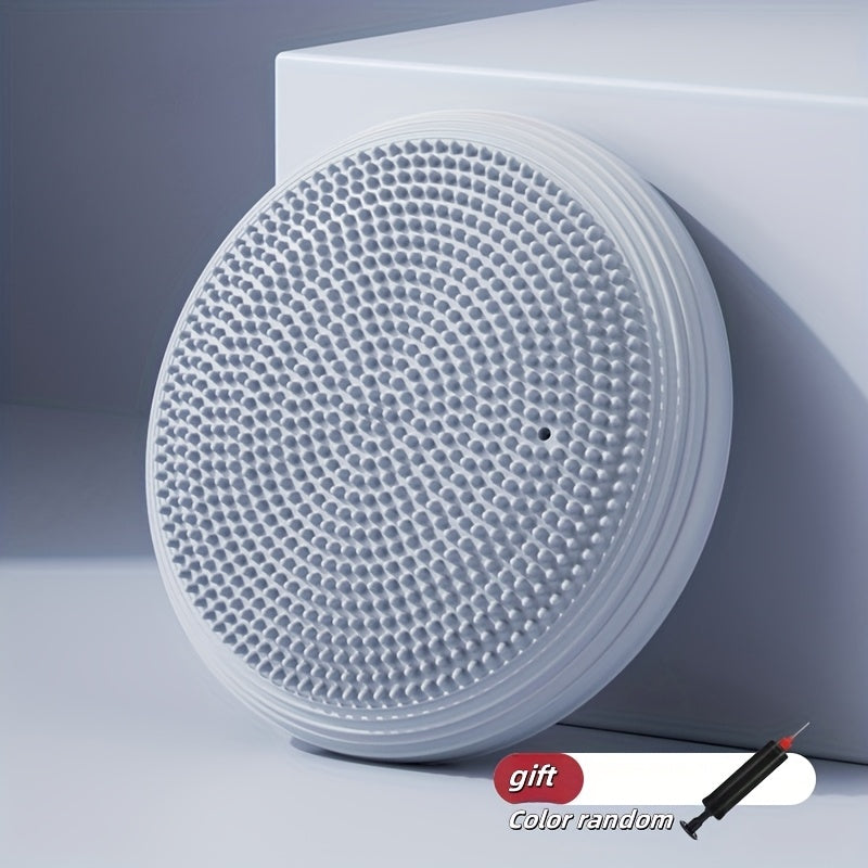 1pc Yoga Balance Pad with Free Pump – Core Reinforcement & Foot Massage, Multi-Purpose Air Cushion for Yoga, Pilates, and Strength Training, Available in Gray/Pink/Blue, PVC Material, Pilates Accessory | Textured Surface Ma