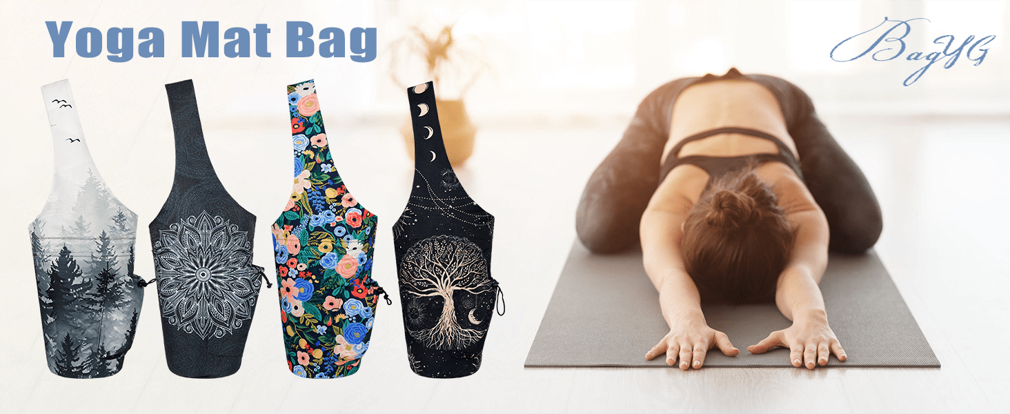 Yoga Mat Bag- Large Opening Long Tote Yoga Mat Carrier Holder Bag with High Quality Wet Zipper Pocket and Drawstring Water Bottle Pocket- Yoga Bag Fit Most Size Mats
