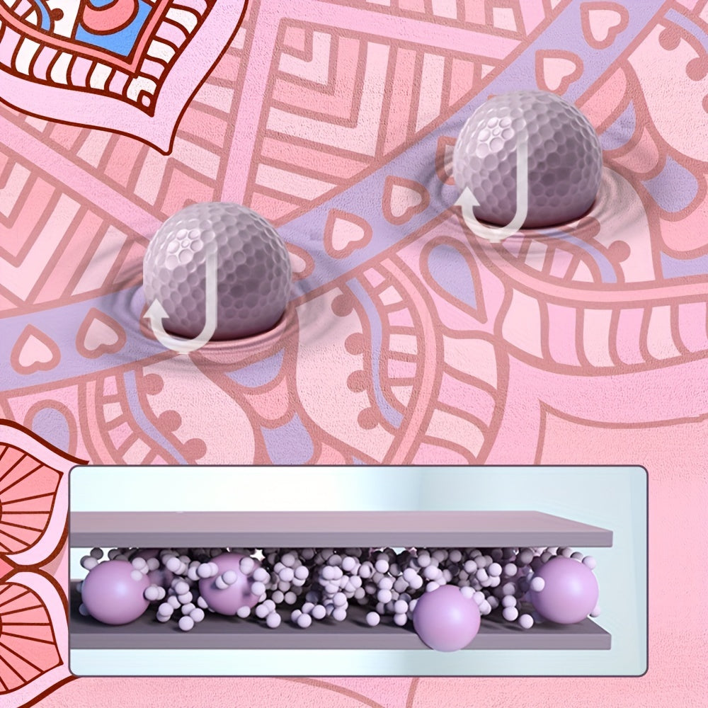 1-Pack Foldable TPE Yoga Mat with Geometric Floral Print - Non-Slip Sweat Absorbent Exercise Mat for Home Gym, Dance & Outdoor Fitness - Pink, Portable & Durable Design, Yoga Mat Extra Thick, Fitness Accessory, Vibrant Workou