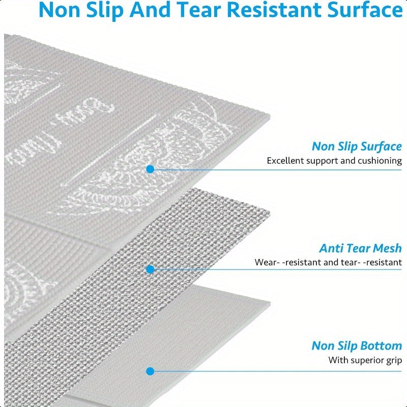 Foldable Yoga Mat for Women Non Slip Exercise Mat for Home Gym 5mm Travel Yoga Mats Set With Stretch Strap for Yoga Pilates and Fitn 68"L x 24"W x 0.2 Inch Thick