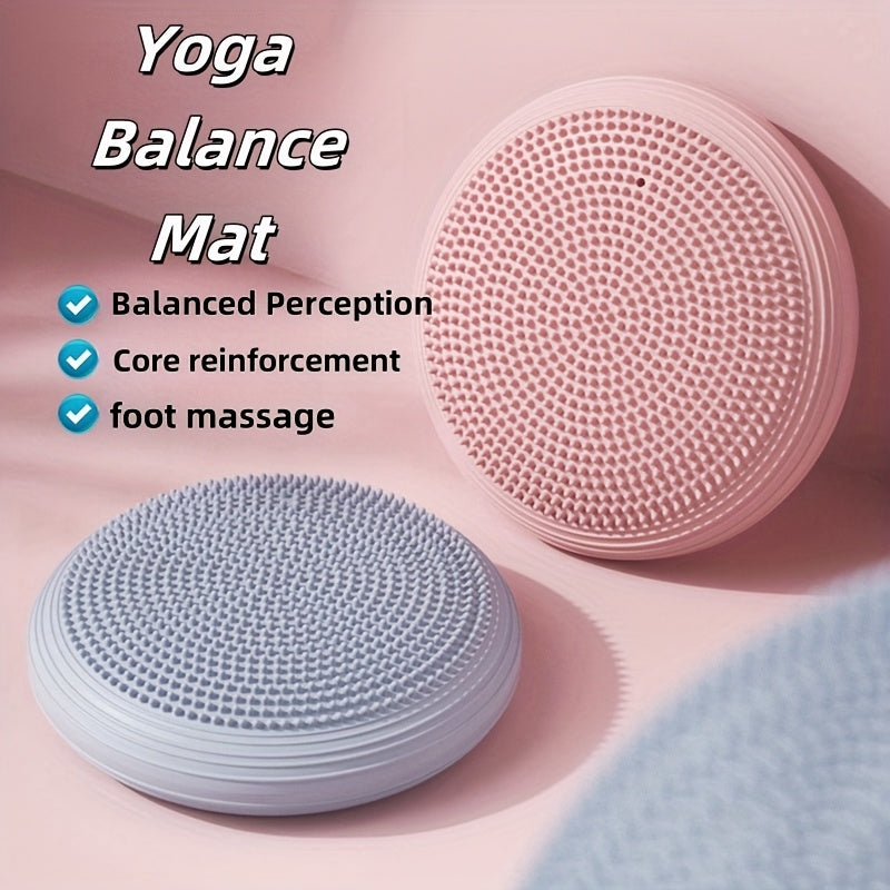 1pc Yoga Balance Pad with Free Pump – Core Reinforcement & Foot Massage, Multi-Purpose Air Cushion for Yoga, Pilates, and Strength Training, Available in Gray/Pink/Blue, PVC Material, Pilates Accessory | Textured Surface Ma