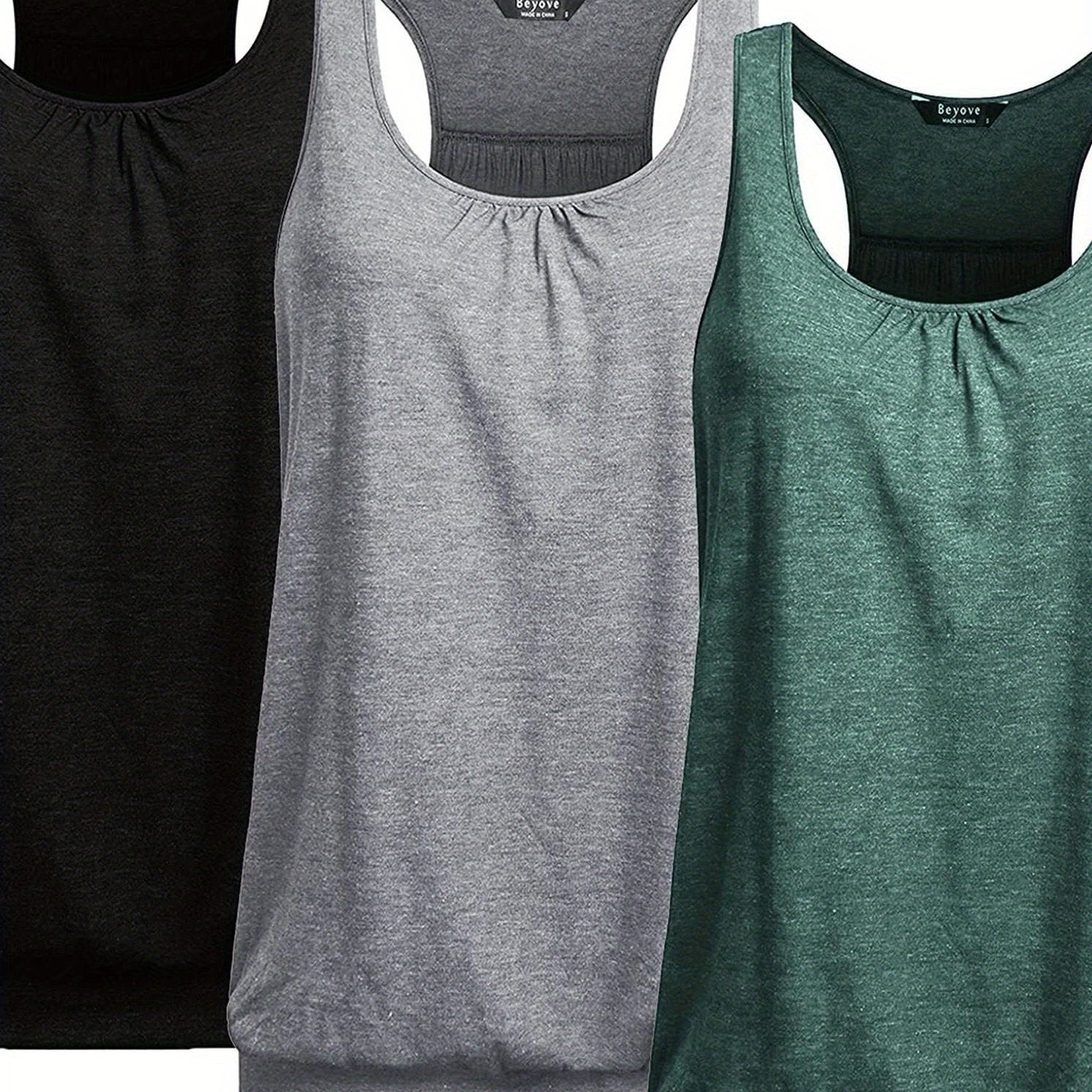 ELESOL Racerback Tank Tops for Women Yoga Athletic Workout Tops Sleeveless Loose Fit Muscle Shirts Activewear 3 Pack