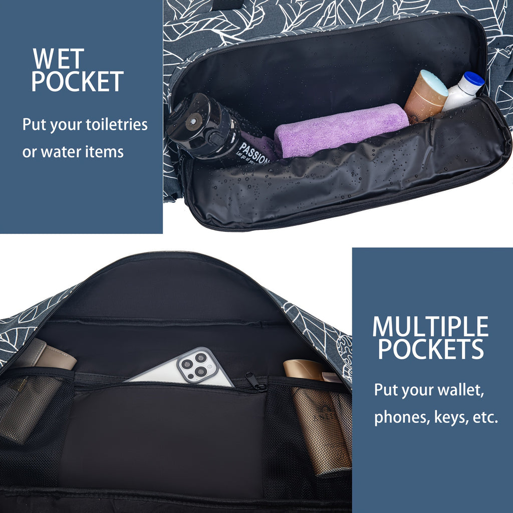[Durable Gym Bag] Durable, Spacious Unisex Gym Bag with Water Bottle Pocket & Wet Pocket | Yoga Mat Holder Bag - Travel, Swimming, Workout Tote for Men & Women - Airplane Approved