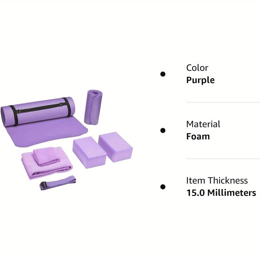 7pcs Set - Include Yoga Mat with Carrying Strap, Yoga Knee Pad, Multiple Options