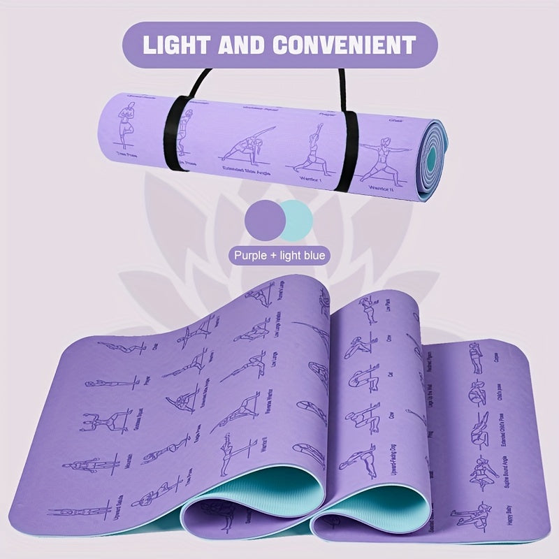 1pc, 6mm Non-slip Yoga Mat, Pilates Mat For Fitness Gymnastics Exercise