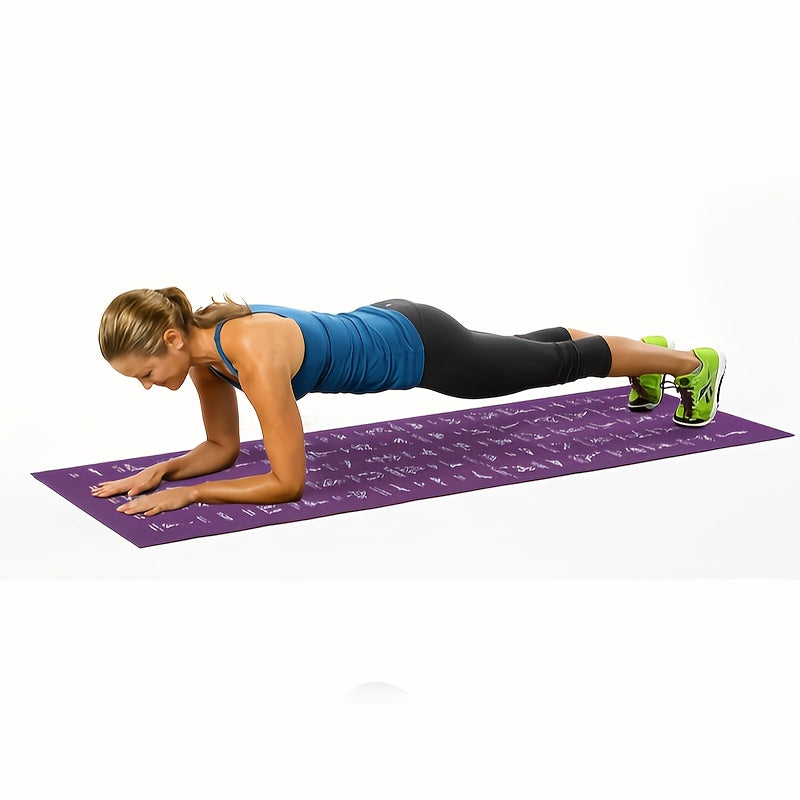 Teaching Yoga Mat with Yoga Posture Patterns and Storage Bag on Both Sides - 75 Yoga Postures with Illustrations and 75 Stretching Movements - Cute Yoga Mat Suitable for Men and Women - Non-slip, Super Thick, Flexible and Wea