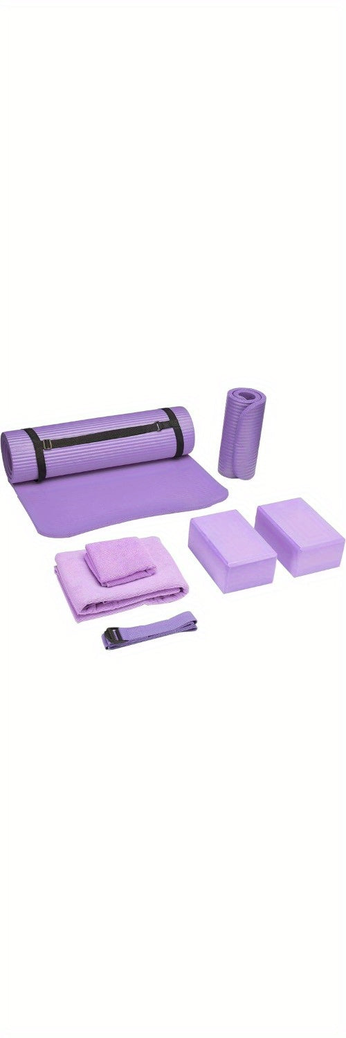 7pcs Set - Include Yoga Mat with Carrying Strap, Yoga Knee Pad, Multiple Options