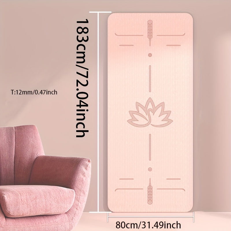 1pc TPE Yoga Mat, Anti-Slip Wide Thick Double-Layer Fitness Mat, Unisex Lotus Position Guide Line, Exercise Equipment, Available in Multiple Colors, 6.0ft*24.02inch*0.6mm or 183*80*12mm