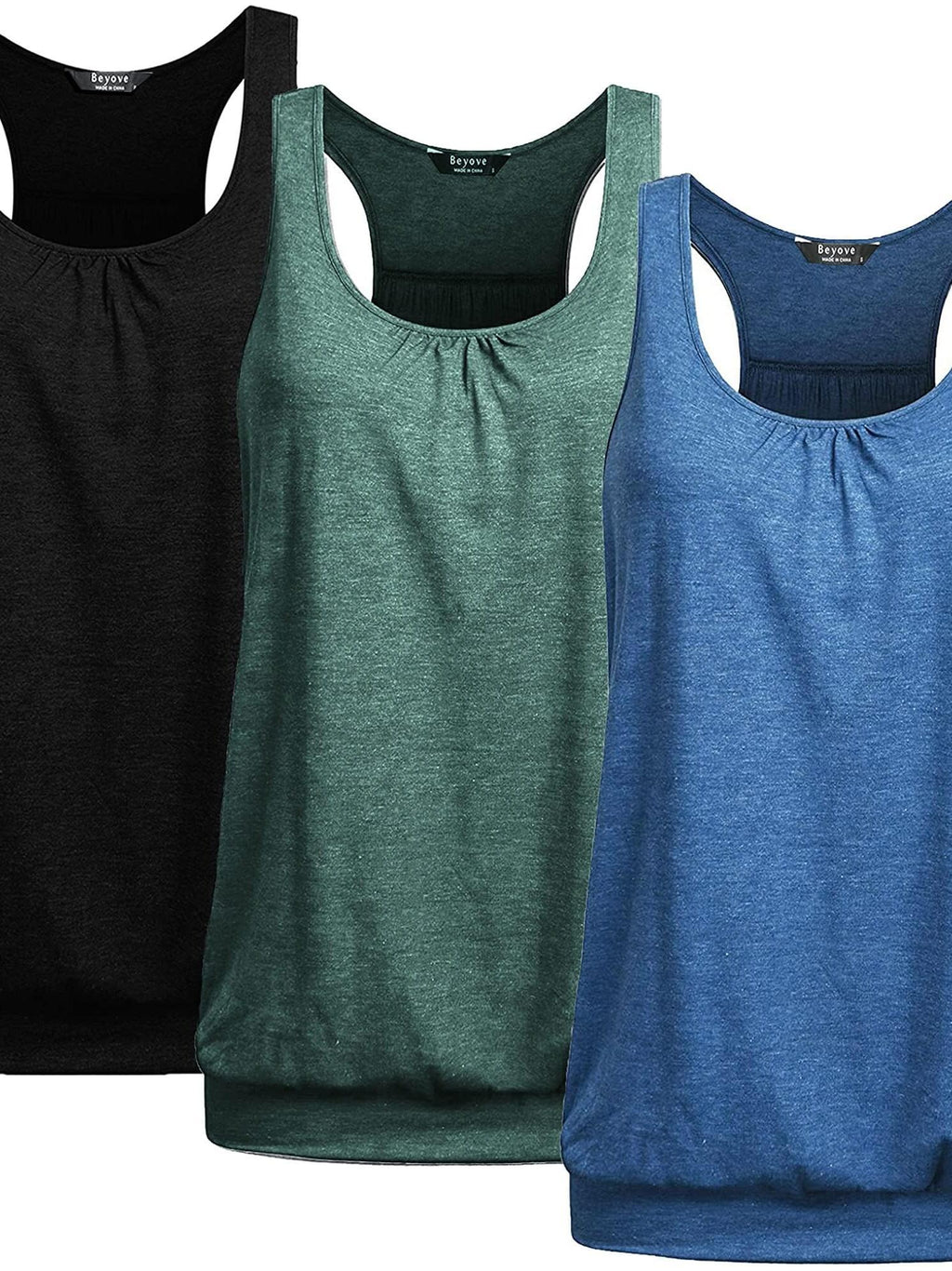 ELESOL Racerback Tank Tops for Women Yoga Athletic Workout Tops Sleeveless Loose Fit Muscle Shirts Activewear 3 Pack